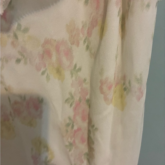 LoveShackFancy White Floral Ruffle Maxi Dress with Pink & Yellow Accents - Picture 4 of 6